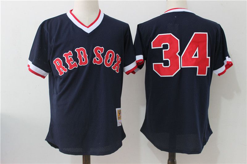 Men Boston Red Sox 34 David Ortiz Mesh Throwback MLB Jerseys